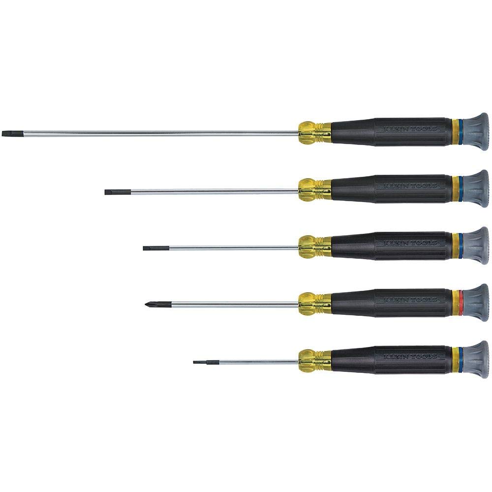 Klein Tools 85614 Precision Screwdriver Set - 5-Piece Electronics Repair Kit with Slotted & Phillips Screwdrivers, Rotating Caps & Color-Coded Rings | Ideal for Phone, Laptop & Small Appliance Repairs