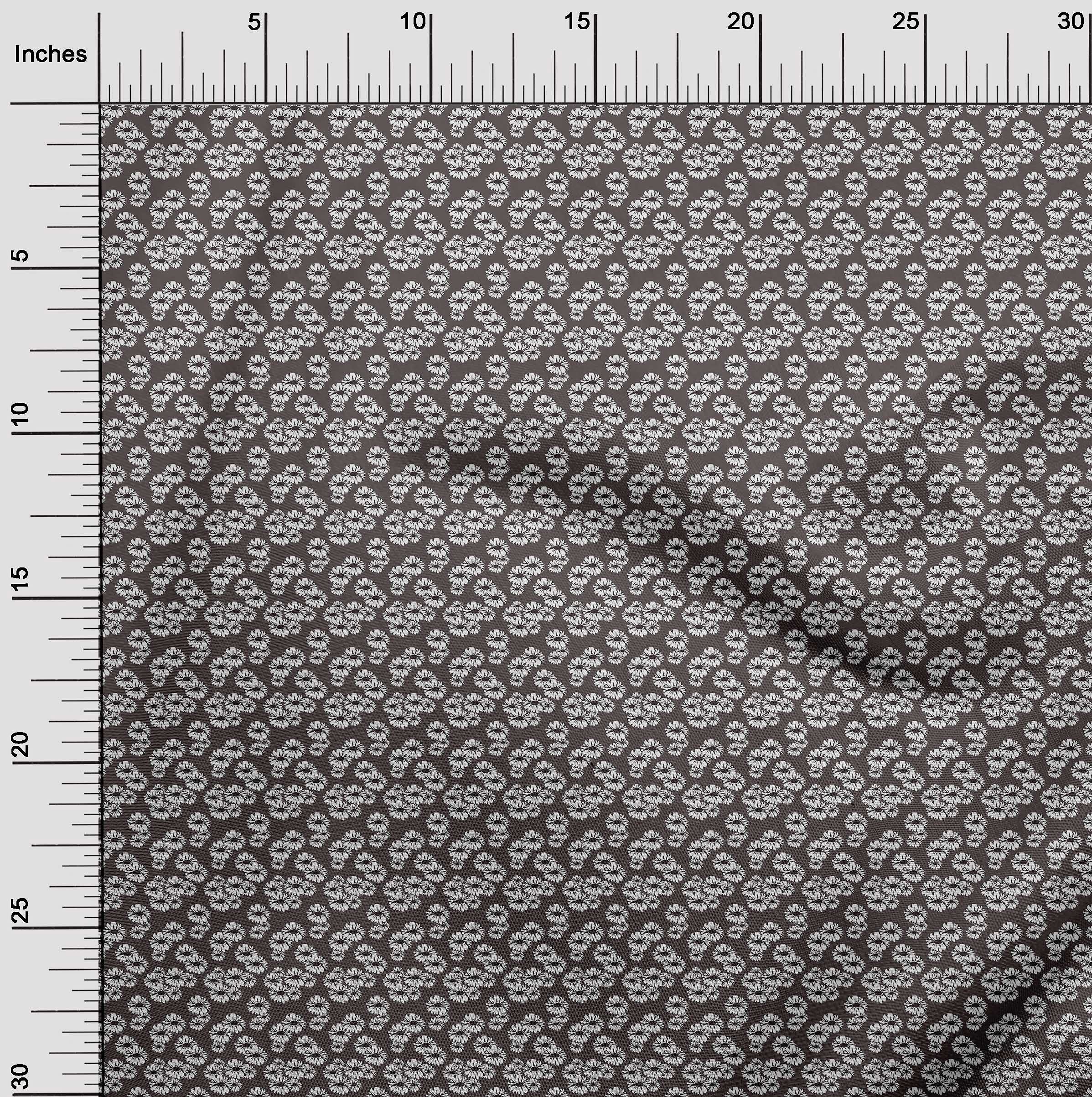 oneOone Cotton Silk Dark Chocolate Floral Print Fabric by The Yard - Perfect for Sewing Dresses & Home Decor