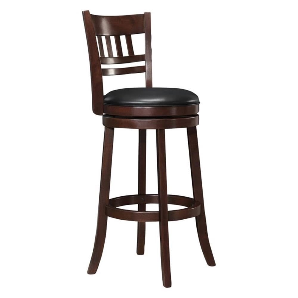 Pemberly Row Dark Cherry Faux Leather Swivel Bar Stool - Modern Counter Height Stool for Kitchen Island, Breakfast Bar & Home Bar Decor