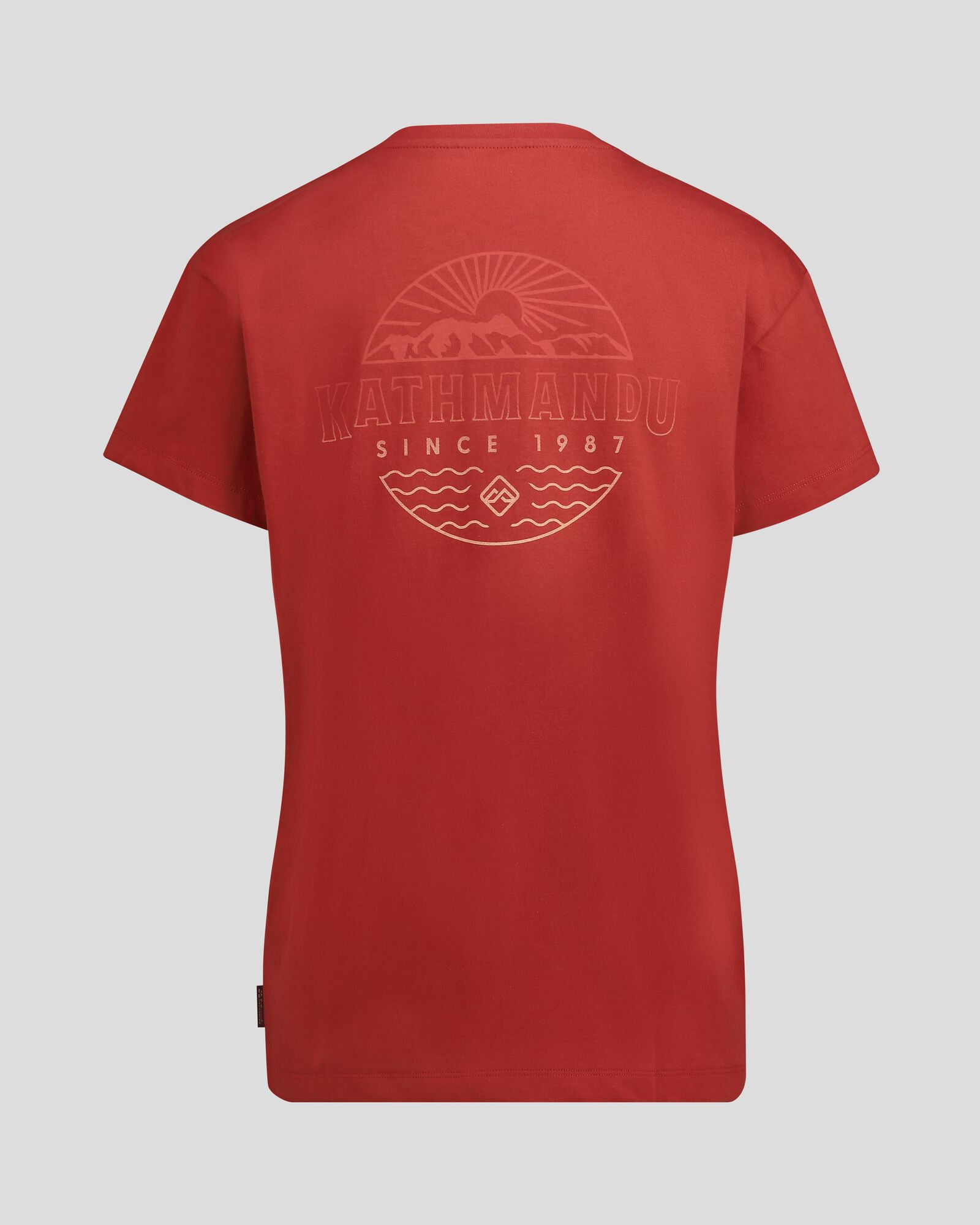 Women's Kathmandu Logo Faded Organic Cotton T-Shirt - Spicy Chilli Pepper Red | Casual Wear, Outdoor Activities & Travel Essentials