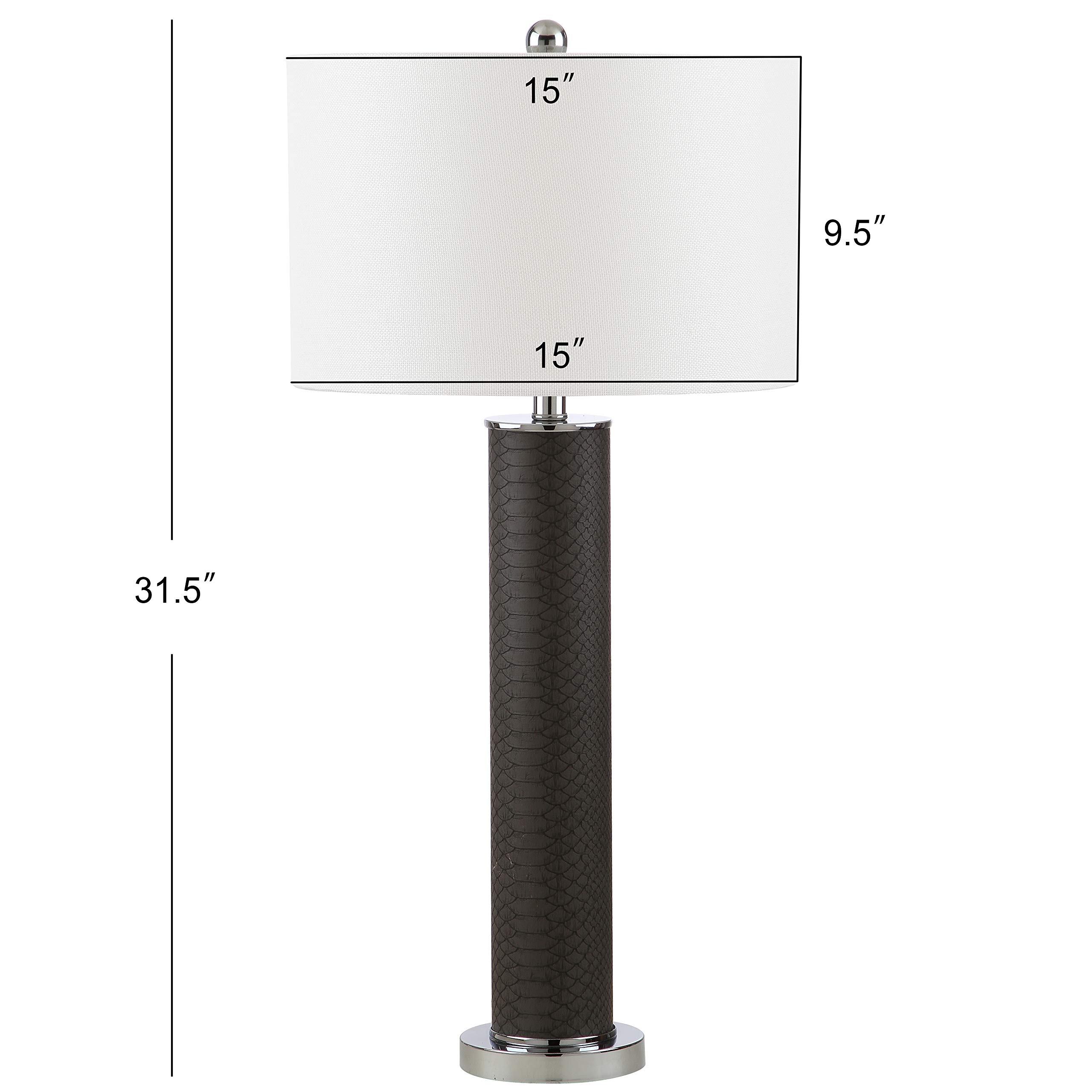 SAFAVIEH Ollie Modern Contemporary Grey Faux Snakeskin 32-Inch Table Lamp Set of 2 with LED Bulbs - Perfect for Bedroom, Living Room, Home Office & Nightstand Lighting