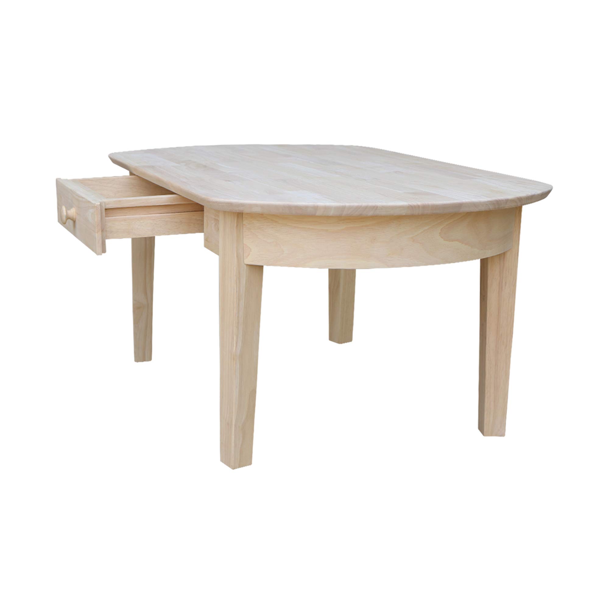 Unfinished Phillips Oval Coffee Table by International Concepts - Rustic Wooden Living Room Furniture for Home Decor & Cozy Gatherings