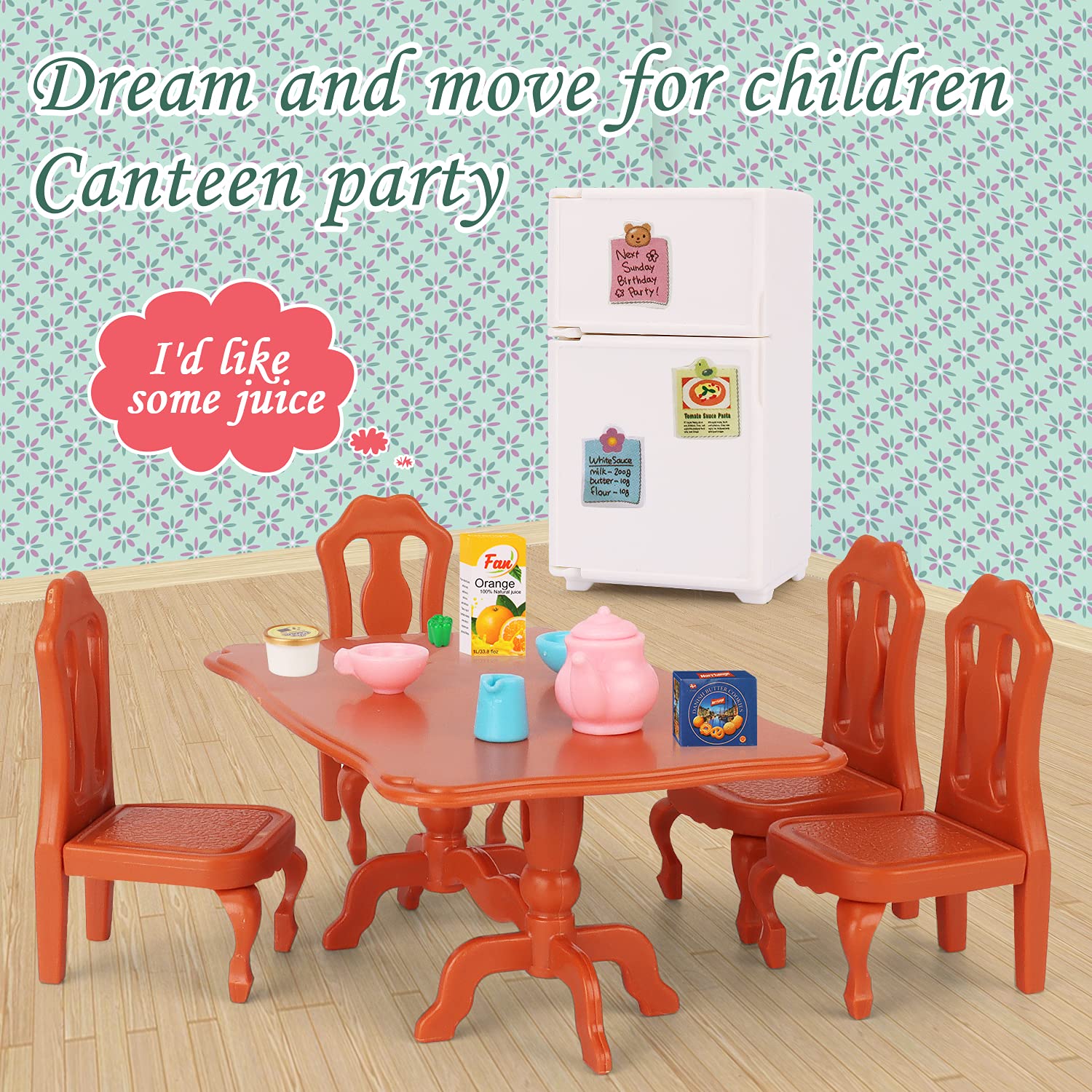 **Miniature Dollhouse Furniture Set - Dining Room Accessories for Kids Pretend Play, Ages 3+ | Perfect for Boys & Girls Toy Houses & Imaginative Playtime**