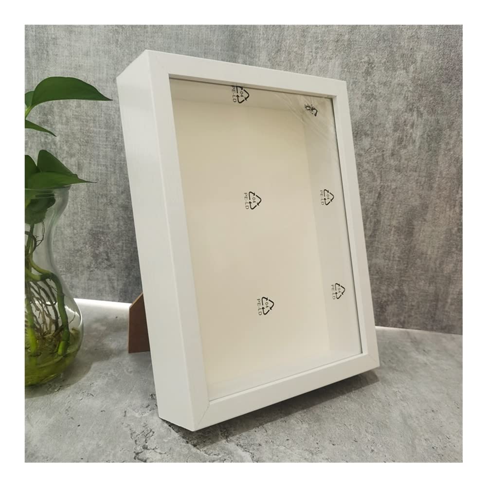 3D Wooden Photo Frame - DIY Skylight Frame for Displaying 3D Artworks | 3cm Depth Nordic Style Picture Frame | A4 Size White Wall Decor for Home, Office & Gallery Displays