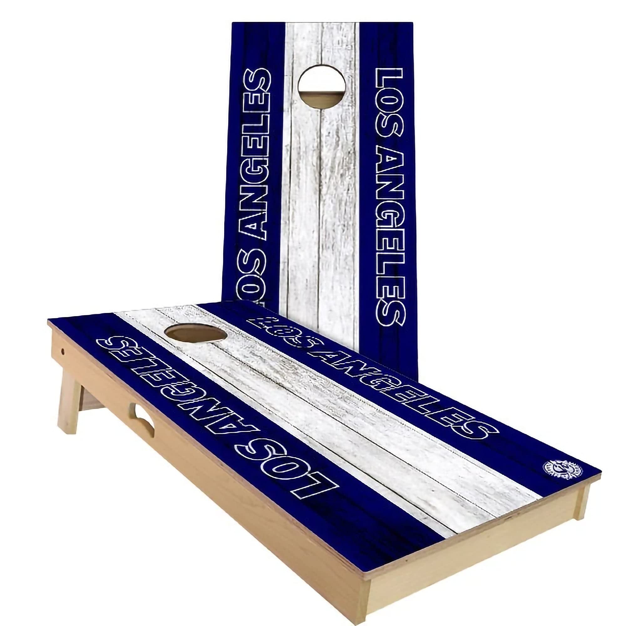 Skip's Garage Los Angeles Themed #2 Cornhole Set - Premium Solid Wood Custom Cornhole Boards - Made in USA - Choose Your Size & Colors - Perfect for Backyard Parties, Tailgating & Outdoor Games