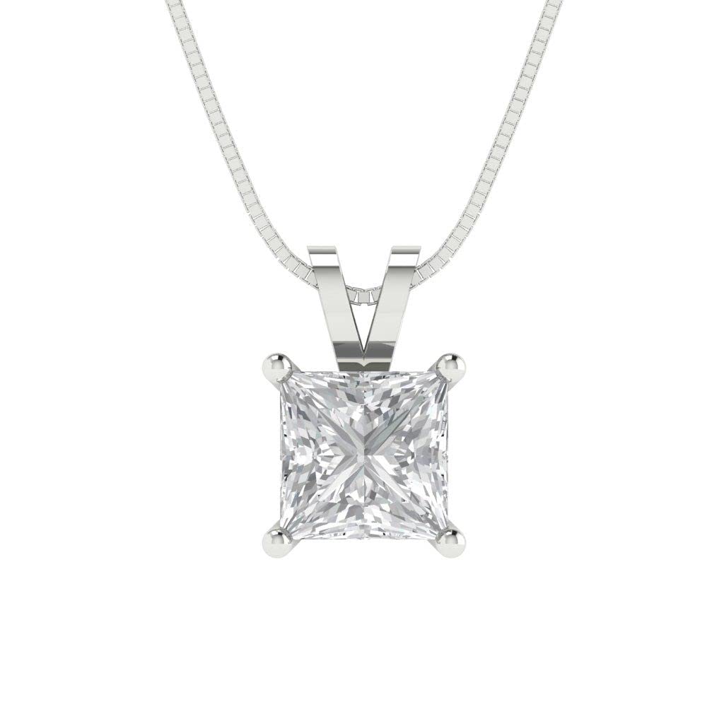3.05ct Princess Cut Moissanite Solitaire Pendant Necklace - 14k White Gold Chain with Gift Box | Elegant Fine Jewelry for Women | Perfect for Anniversaries, Weddings & Special Occasions