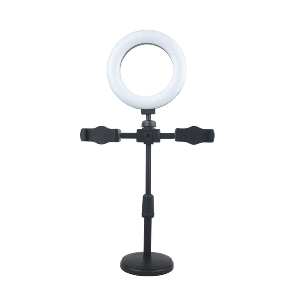 YQCBA 16cm Live Beauty Light with Dual Camera - 6 Inch Selfie Ring Light for Desktop & Mobile Phone - Perfect for Makeup, YouTube Videos & TikTok Streaming