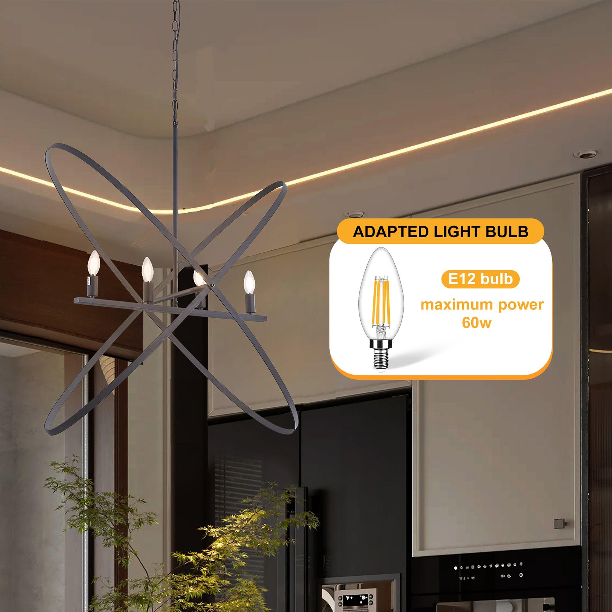 4-LED Matte Black Atom Brass Metal Pendant Light - 29