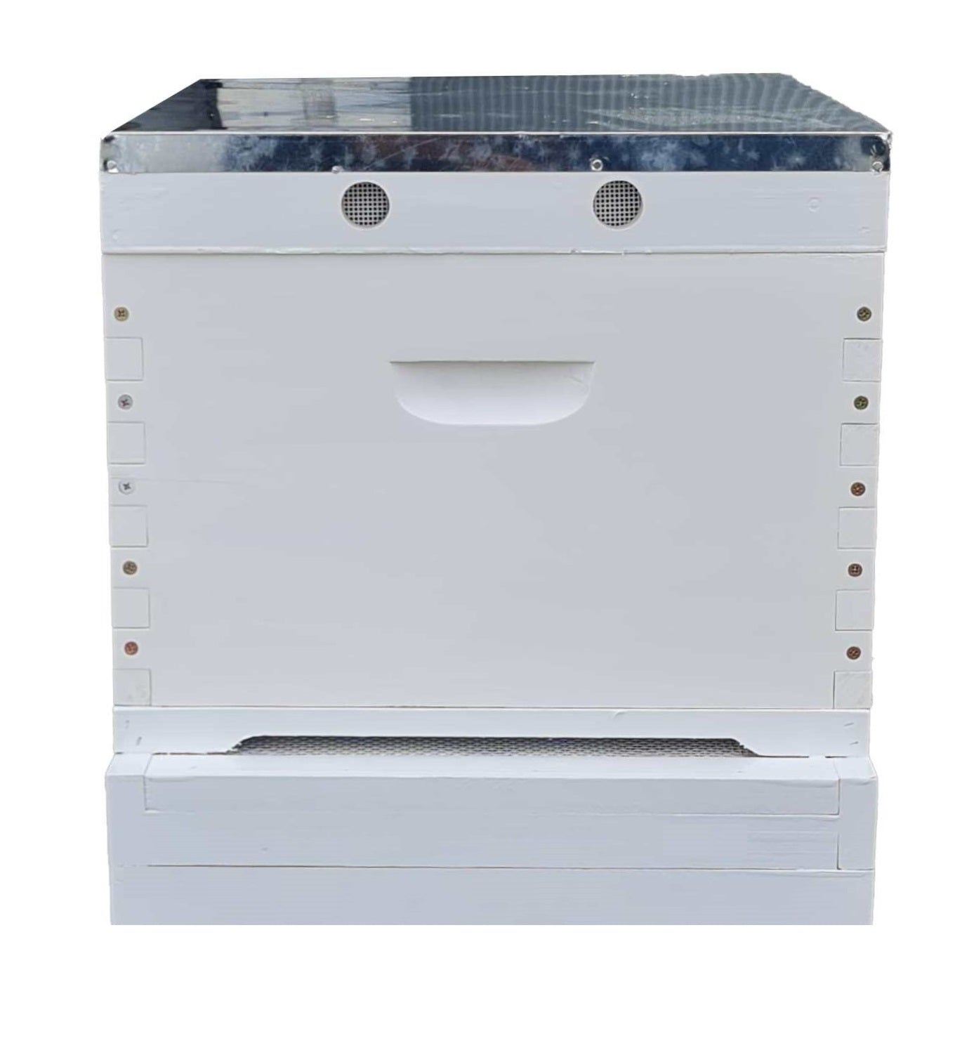OZ ARMOUR Assembled & Painted Beehive Brood Box with Mesh Bottom Board - Single Box for Beekeeping & Honey Production | Perfect for Backyard Apiaries & Professional Beekeepers