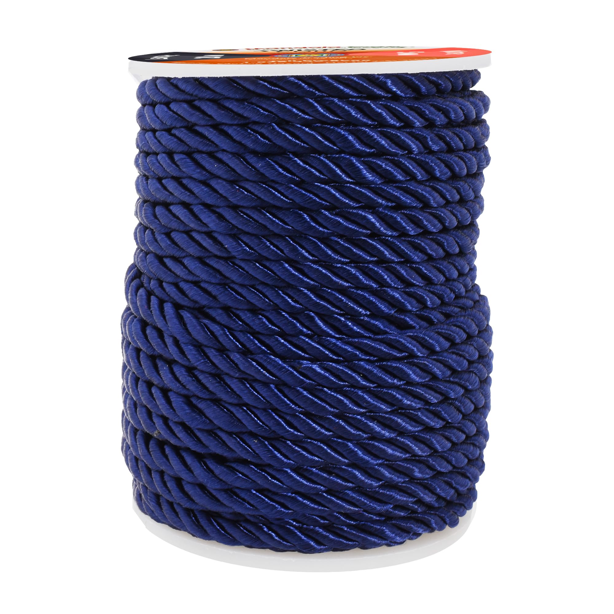 Mandala Crafts Navy Twisted Cord Trim - Decorative Braided Rope for DIY Upholstery, Handfasting & Graduation Ceremonies | Durable Navy Blue Cording for Home Decor, Wedding & Craft Projects