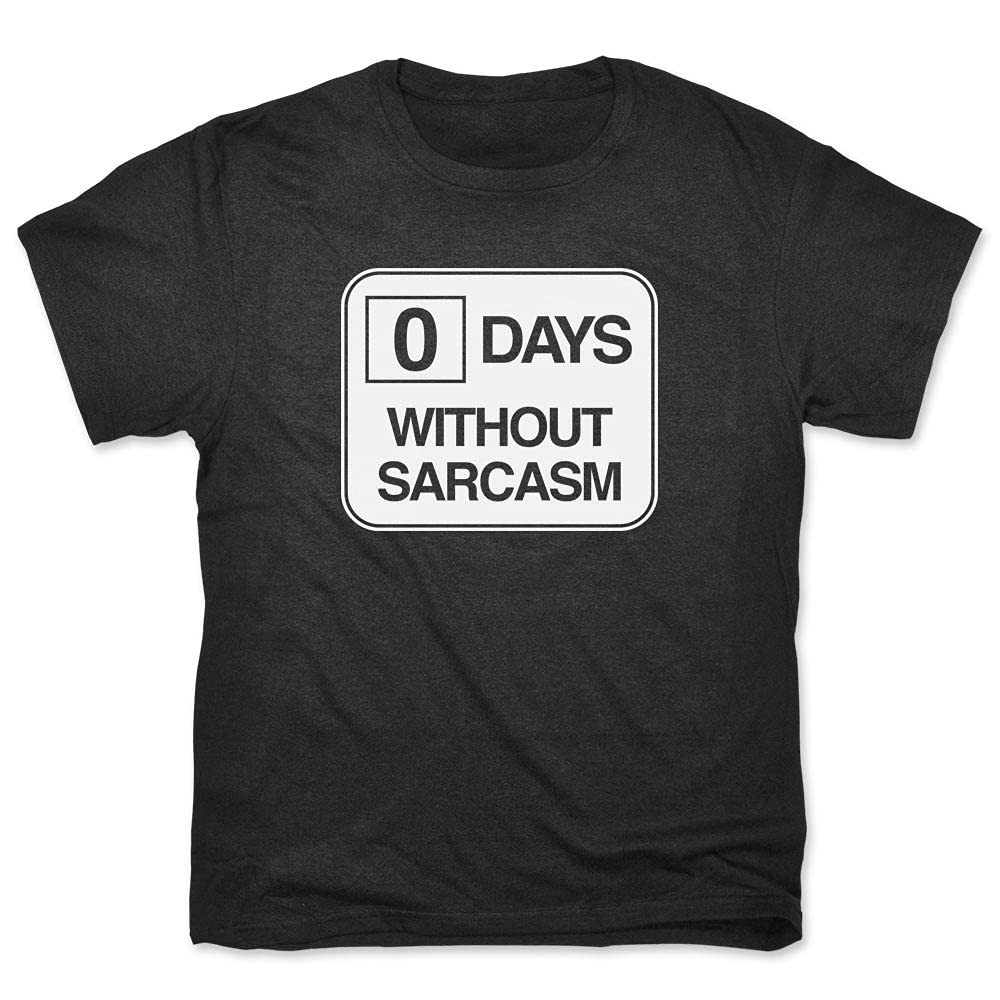 6DS Men's Zero Days Without Sarcasm Graphic T-Shirt - Funny Cool Printed Tee for Guys (Black) - Perfect for Casual Wear, Gifts & Humor Lovers
