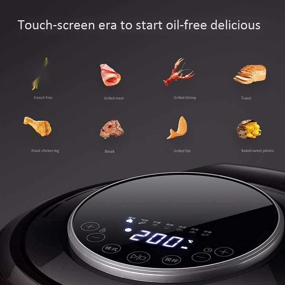 **1350W Digital Air Fryer with LED Touch Screen & Precise Temperature Control - Nonstick Detachable Basket, Auto Shut Off - Perfect for Healthy Frying, Baking, Roasting & Reheating - Black**