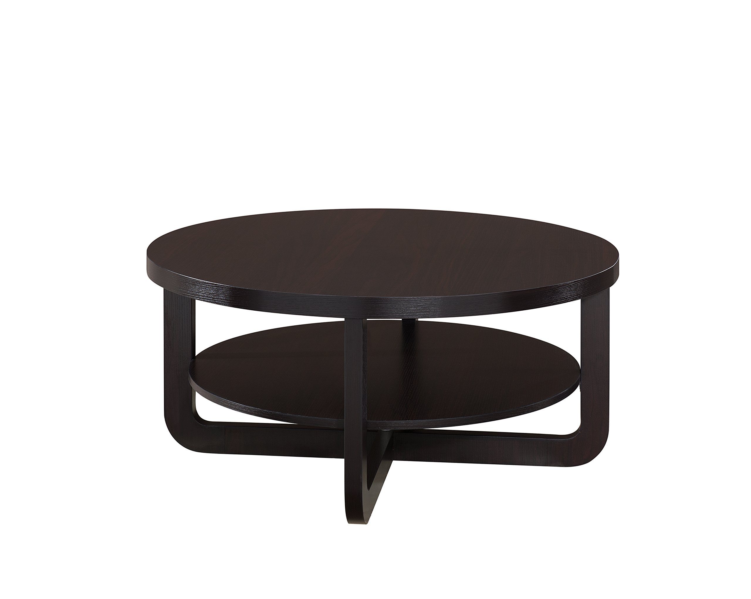 ioHOMES Hovacs Modern Round Coffee Table - 36 Inch Cappuccino Finish Living Room Center Table for Small Spaces, Home Decor & Coffee Table Books Display