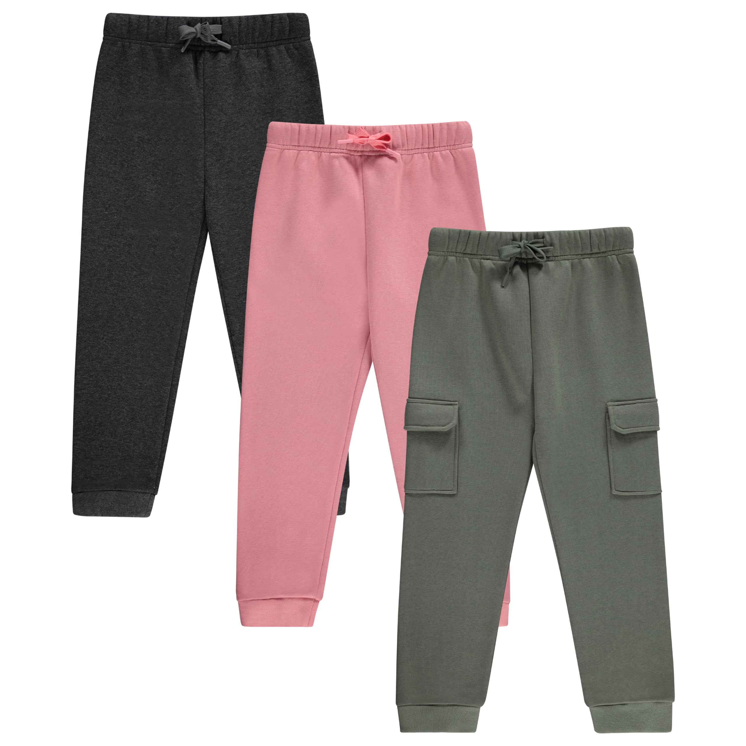 **Girls' Cotton Blend Jogger Pants Set - Soft, Stylish & Durable 3-Pack with Adjustable Drawstring - Perfect for Playdates, School & Casual Wear**