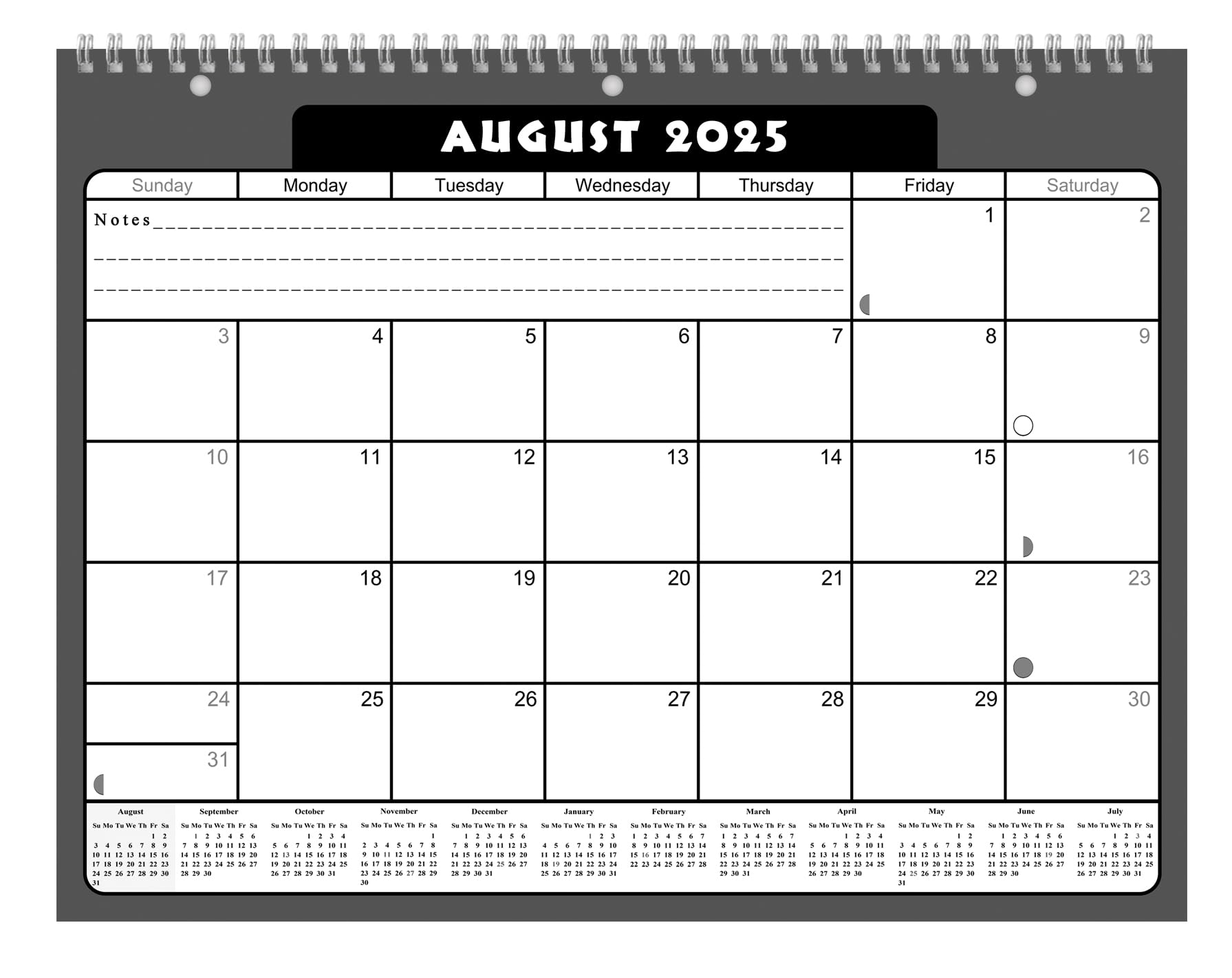 2025-2026 12-Month Academic Wall & Desk Planner with 3-Ring Binder - School Calendar for Teachers & Students (Black Edition #023) | Perfect for Classroom Organization, Homework Tracking & Study Planning