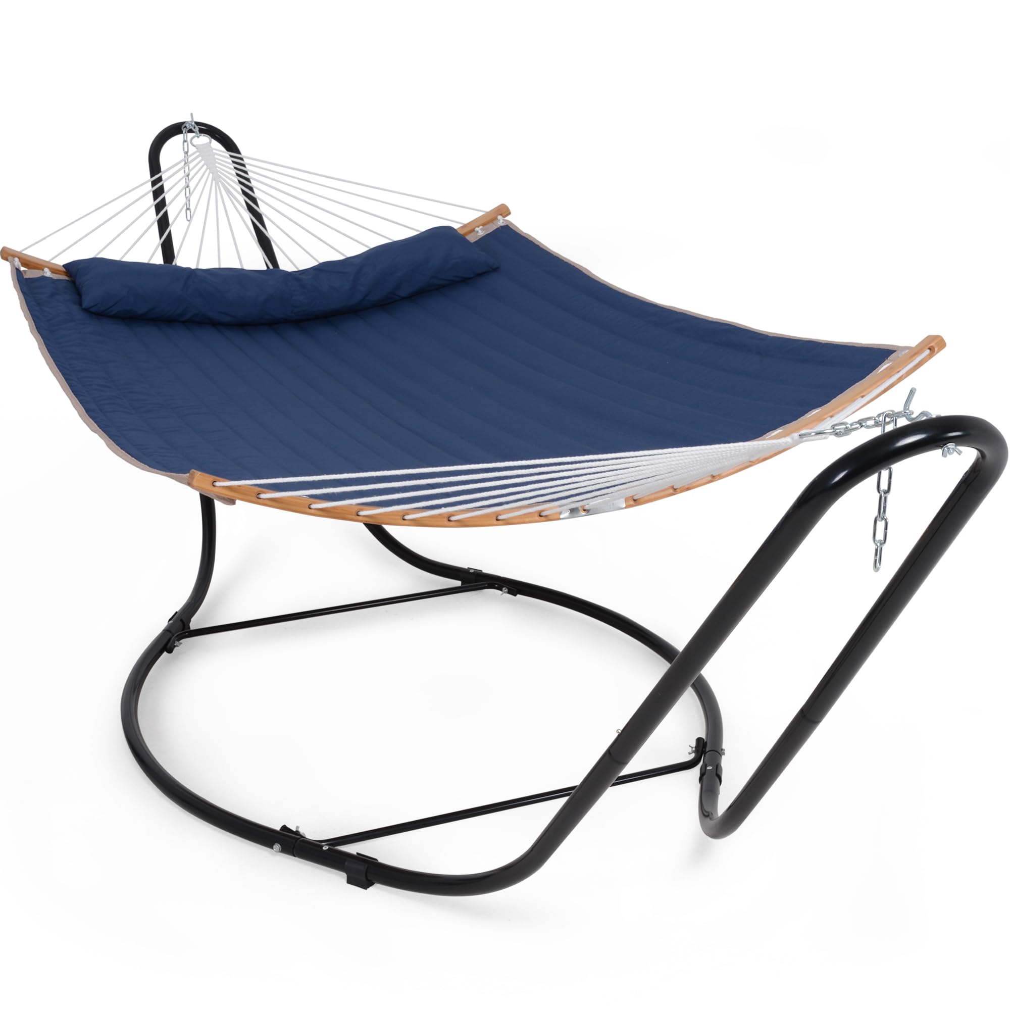 Premium Free Standing Hammock with Heavy Duty Stand - SUNCREAT Outdoor Patio Hammock for Backyard, Garden, Camping (Navy Blue) | Relaxing Lounger for Poolside, Beach & Vacation Getaways