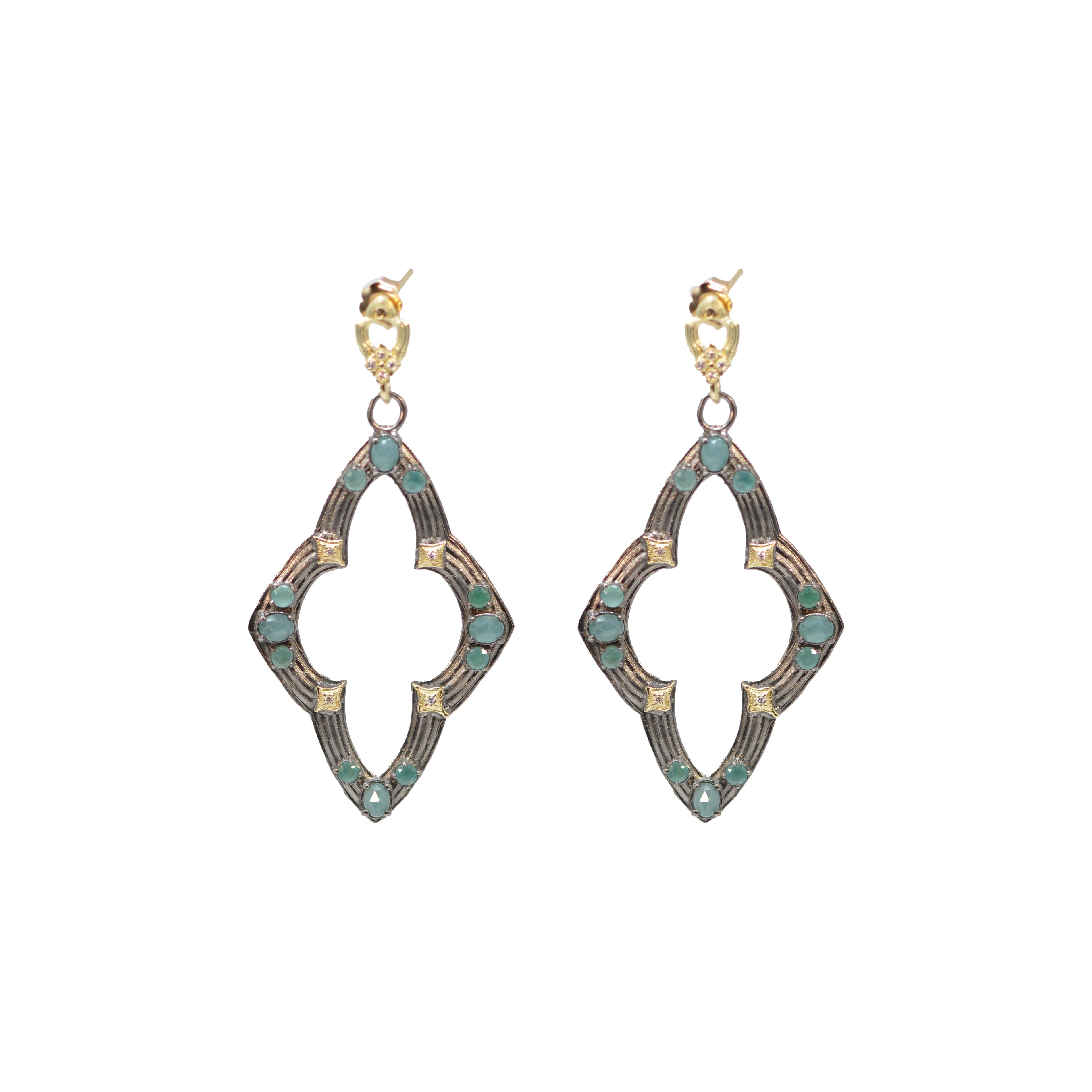 Champagne Diamond & Grandidierite Drop Scroll Earrings - Elegant Dangle Jewelry for Parties, Weddings & Special Occasions