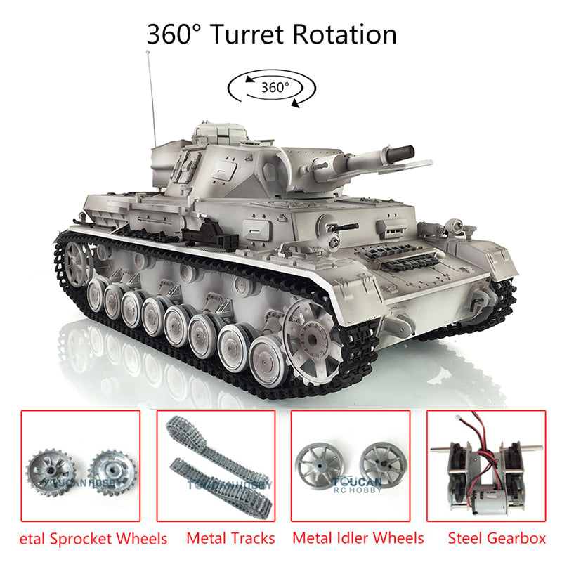 Henglong 1/16 7.0 RC Tank 3858 Panzer IV F Radio Control Upgraded Military Model with 360° Rotating Turret, Metal Tracks & Sprocket Wheel - Perfect for Collectors, Battle Simulation & Outdoor RC Tank Racing