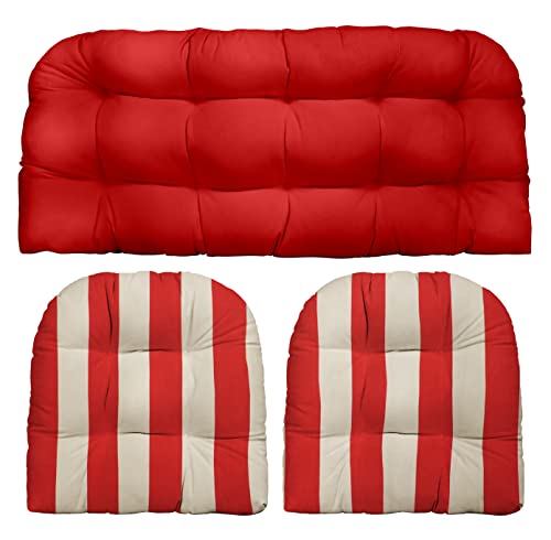 Red Solid + Red & White Stripe