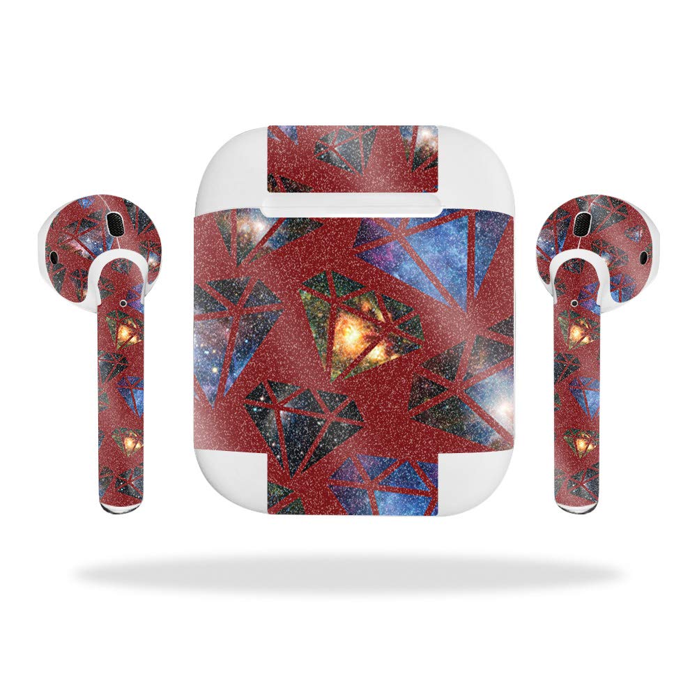 MightySkins Glossy Glitter Skin Cover for Apple AirPods Pro & AirPods 2 - Diamond Galaxy Design | Protective Durable Scratch-Resistant Case | Easy to Apply & Remove | Made in USA | Perfect for Daily Use, Travel & Gift Giving