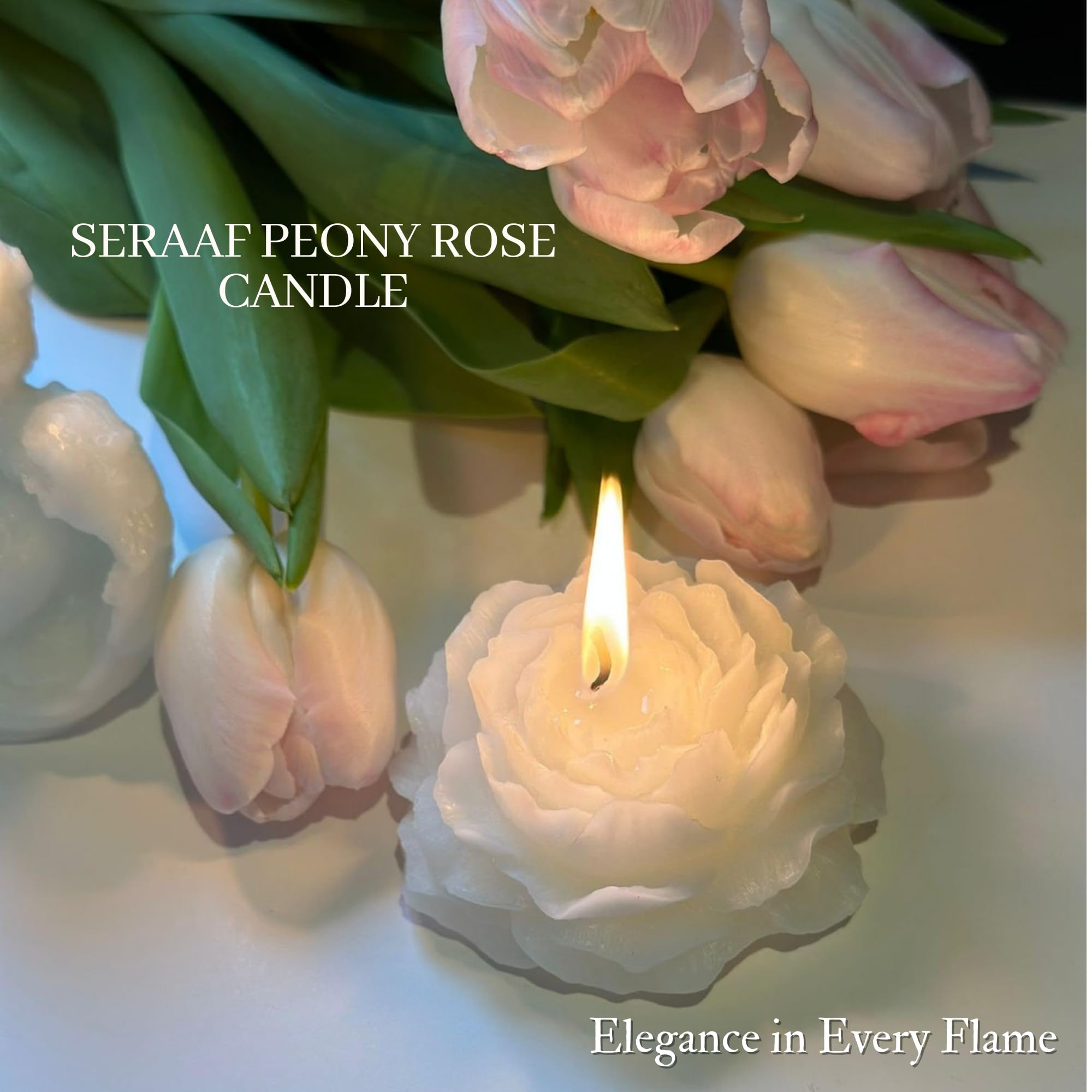 SERAAF 4Pcs Handmade Peony Scented Candles Set - Elegant Floral Home Decor for Living Room, Bedroom & Bathroom | Aesthetic Soy Wax Candles Perfect for Romantic Dinners, Relaxation & Pinterest-Worthy Decor