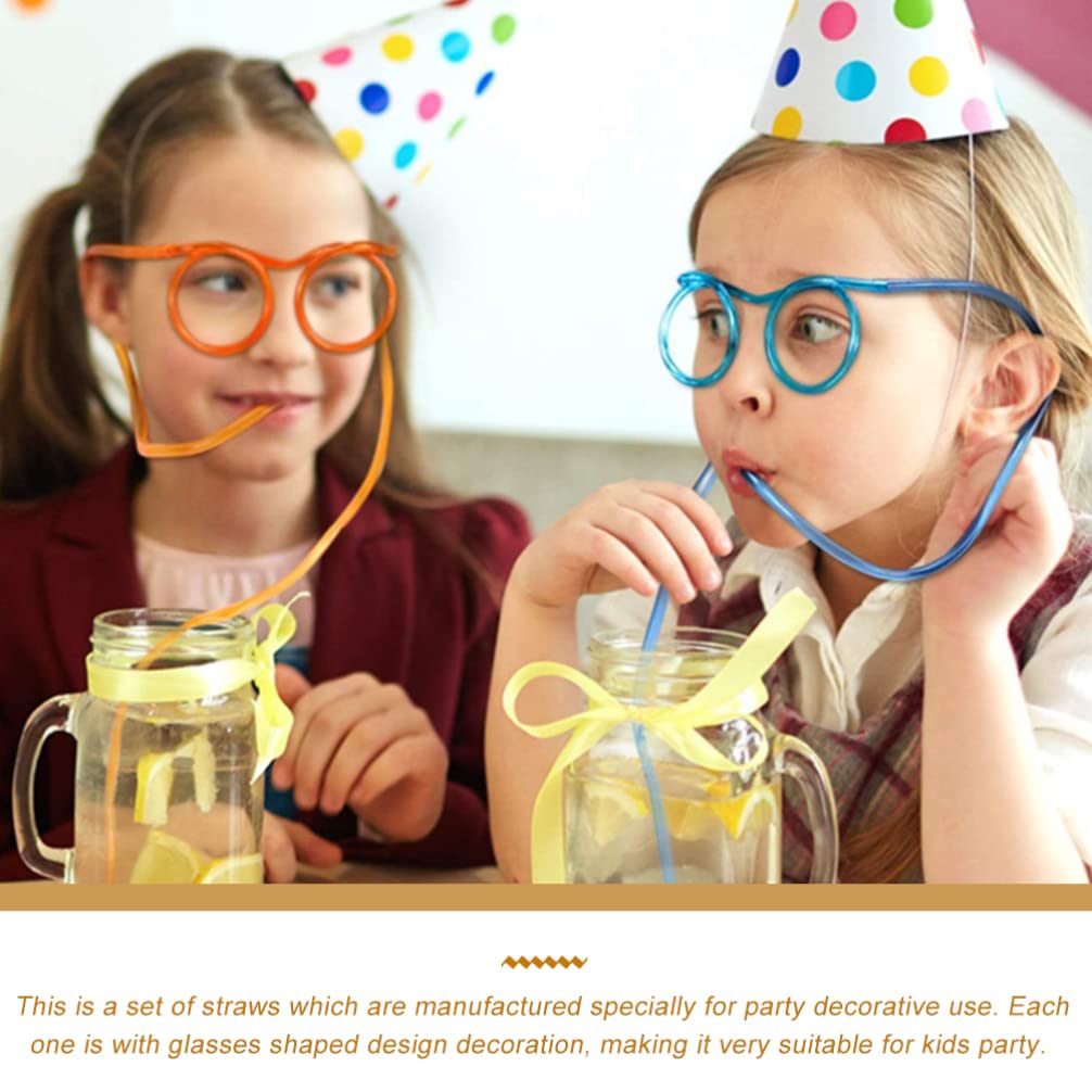 24pcs Fun Eyeglass Drinking Straws for Parties - Creative Plastic Straws with Glasses for Kids & Adults - Perfect for Birthday Celebrations, Themed Events & Fun Drinks