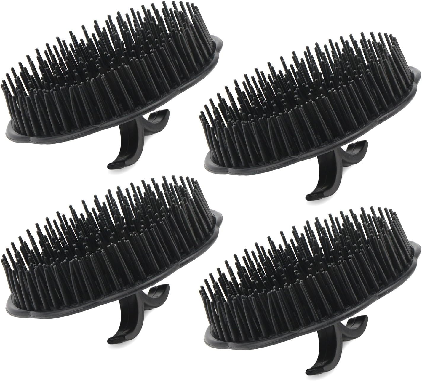 APOEM 4-Piece Scalp Massage Brush Set - Long & Short Teeth Shampoo Brush for Hair Growth, Beard Grooming & Pet Care (Black) - Wet/Dry Use for Relaxation & Scalp Stimulation in Shower or Home Spa