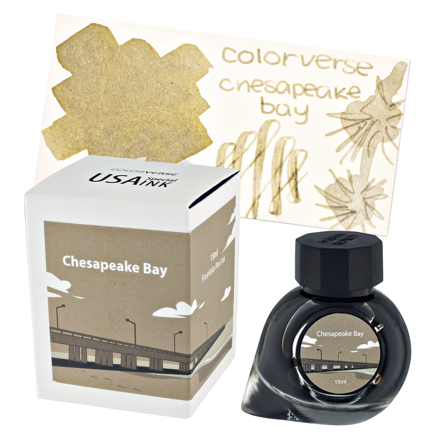 Colorverse USA Special Edition Chesapeake Bay Bottled Ink - 15mL Vibrant Fountain Pen Ink for Calligraphy, Journaling & Artistic Writing