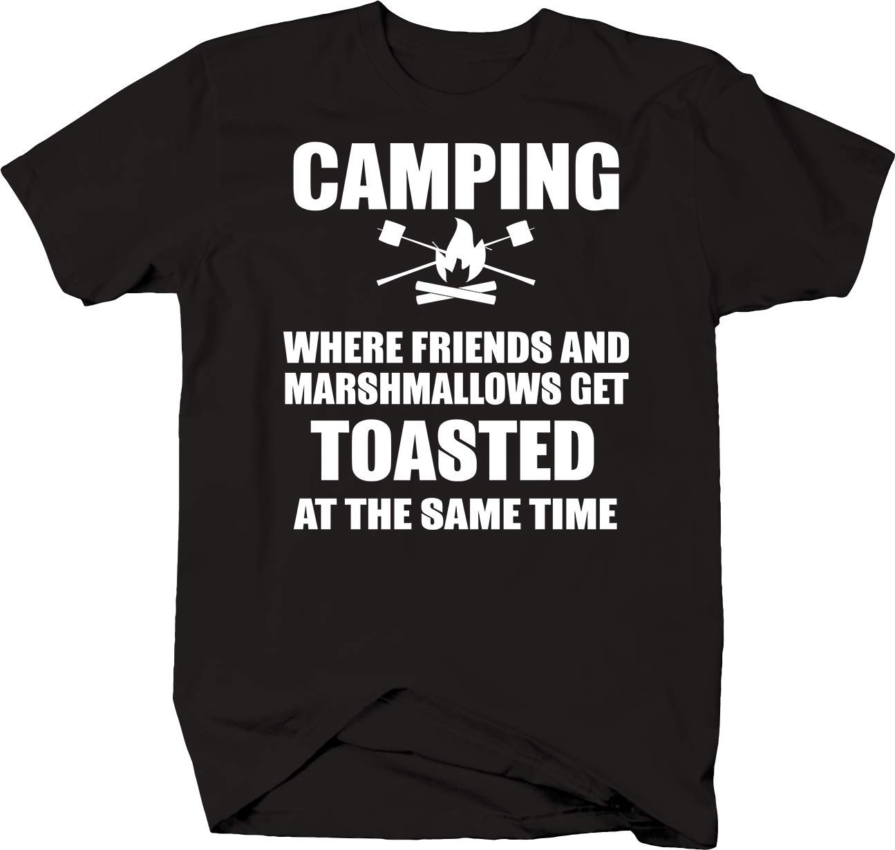 Falcon Apparel Camping Friends Marshmallow Graphic T-Shirt - Funny Hiking Tee for Outdoor Enthusiasts - Perfect for Camping Trips, Bonfires & Nature Adventures