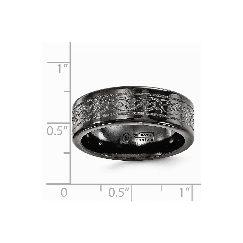 Solid Titanium Men's Wedding Band Ring - 8mm Black Classic Laser Engraved Titanium Ring for Men - Perfect for Engagement, Wedding, Anniversary & Everyday Wear