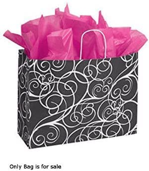 Elegant Large Swirl Pattern Paper Shopping Bags 16x6x12 Inches - Bulk Pack of 100 - Perfect for Retail Stores, Gift Wrapping & Party Favors