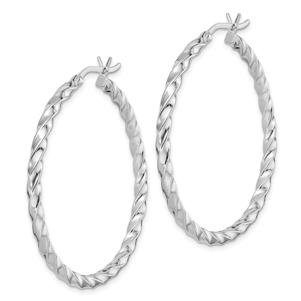 Diamond2Deal 925 Sterling Silver Twist Hoop Earrings for Women - 1.42 Inch Length, 1.57 Inch Width - Hypoallergenic Fashion Jewelry for Everyday Wear, Parties & Gifts