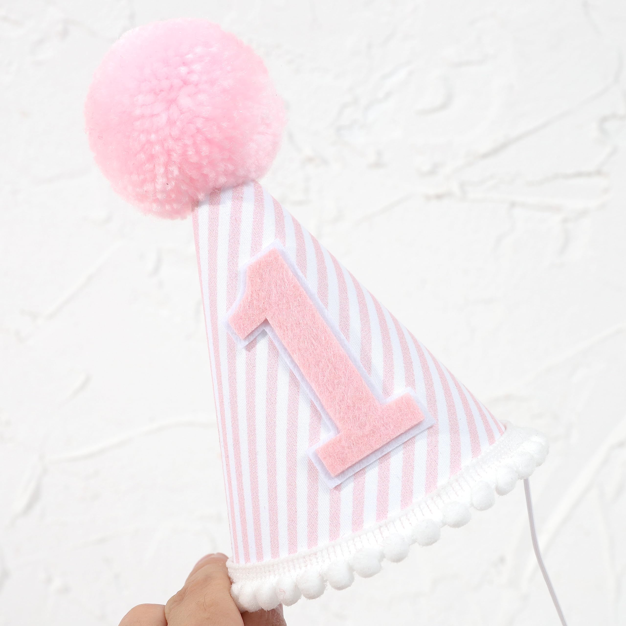 Pink & White First Birthday Party Hat for Girls - 1st Birthday Crown with Photo Props, Baby Shower Decorations, and Dress Up Accessories | Perfect for Birthday Parties, Photo Shoots, and Special Celebrations