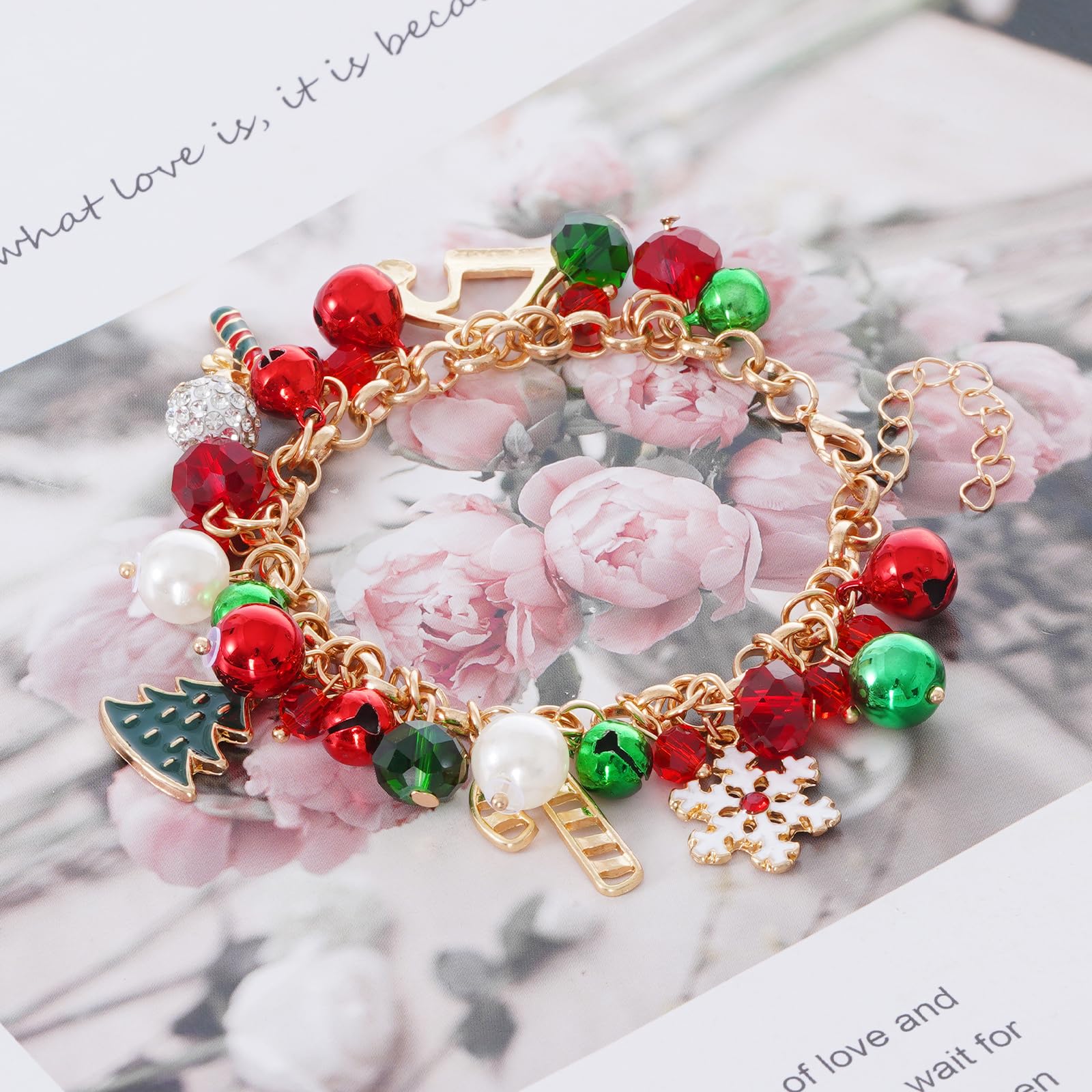 Lystaii Christmas Charm Bracelets for Women - Adjustable Link Bracelet with Festive Bells | Perfect Holiday Gift for Christmas Parties & Festive Occasions