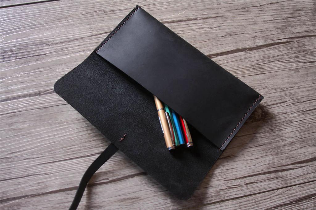 Premium Black Leather Pencil Case Holder - Durable Tool Roll Organizer for Artists, Students & Professionals | Perfect for School, Office & Travel Use