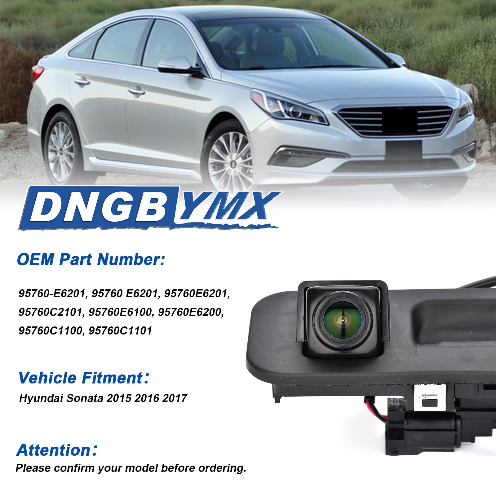 2015-2017 Hyundai Sonata Backup Camera | Rear View Parking Assist Camera Replacement #95760-E6201 | Easy Installation for Safer Driving & Parking