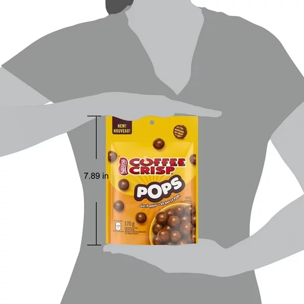 Crispy Chocolate Coffee Snacks - COFFEE CRISP POPS (6oz/170g, Pack of 3) | Canadian Imported Chocolaty Treats for Office Snacking & Movie Nights