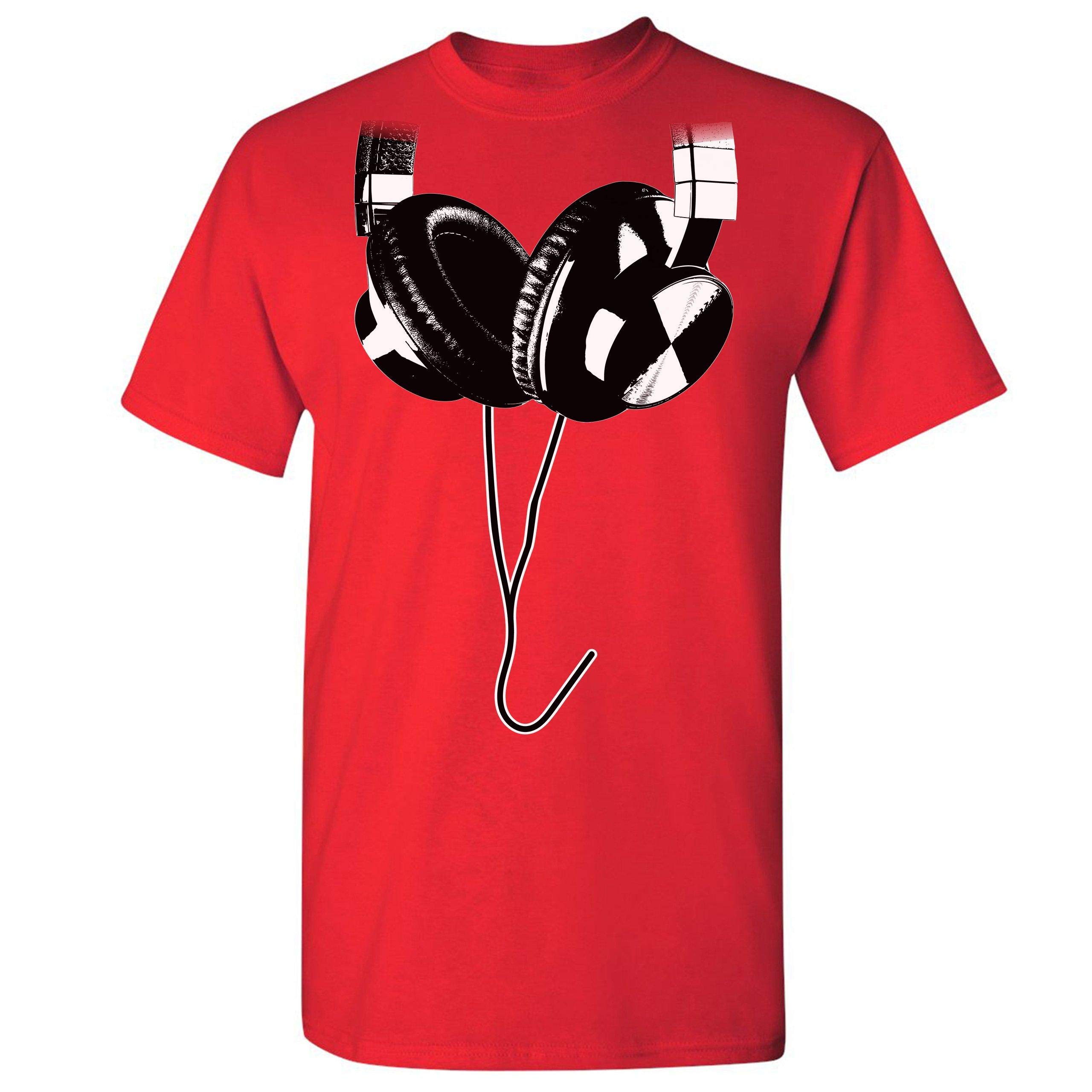 DJ Music T-Shirt with Huge Hanging Headphones Design - Cool Graphic Tee for Music Lovers, DJs & Concerts