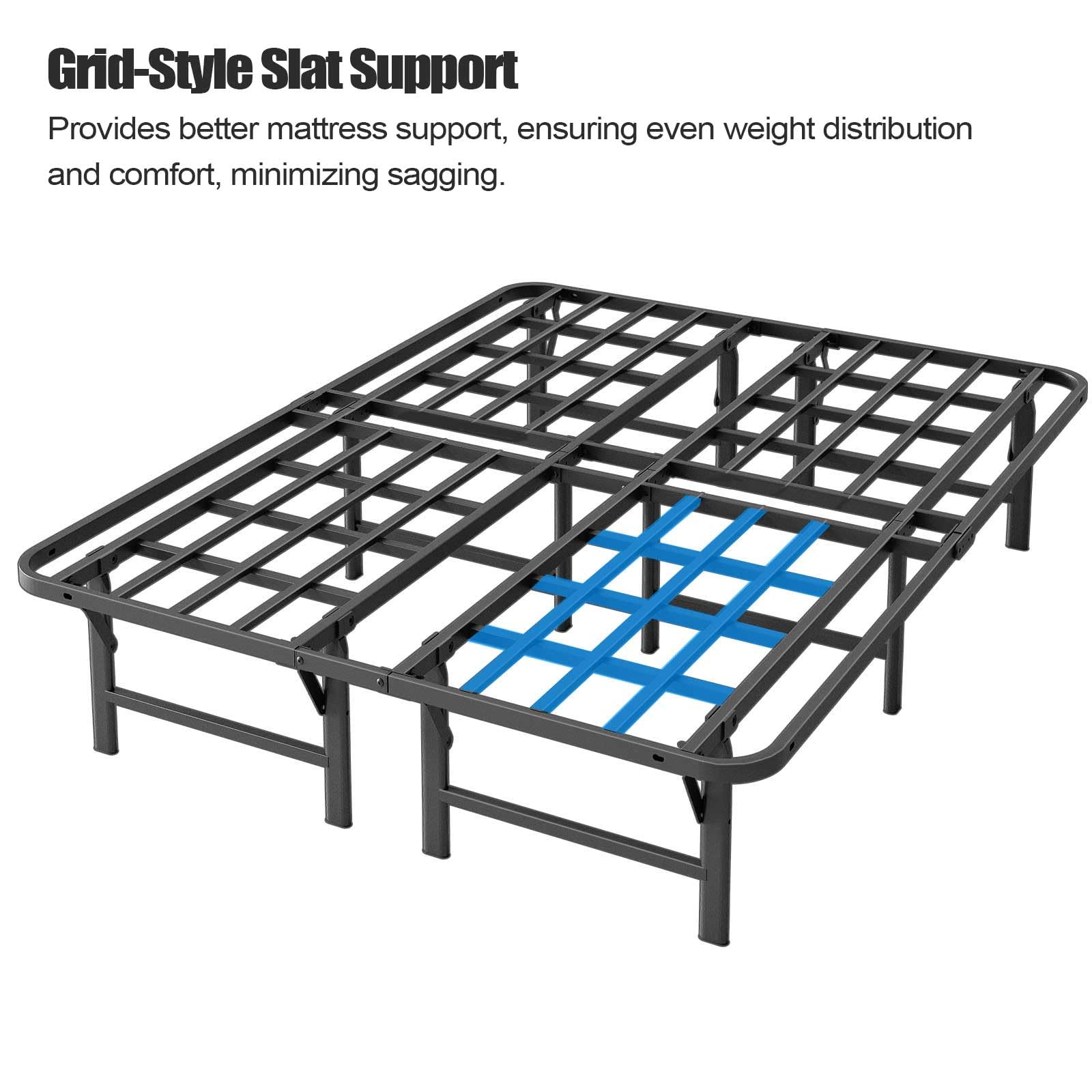 ZIYOO Twin Folding Bed Frame - 16 Inch Heavy Duty Metal Platform with Mattress Foundation, No Box Spring Needed | Quick Assembly, Noise Free, Black | Perfect for Guest Rooms, Dorms & Small Spaces