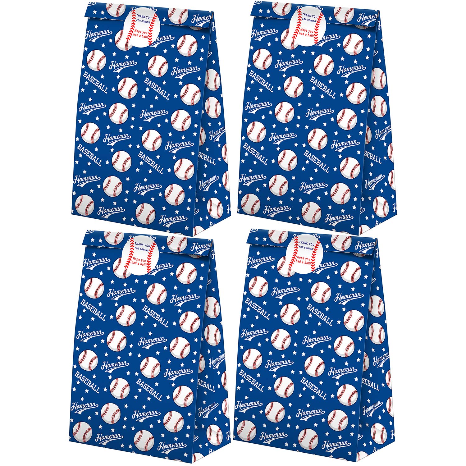 24 Pack Baseball Party Favor Bags with Stickers - Baseball Themed Goodie Bags for Birthday Parties, Sports Events & Team Treats - Perfect for Candy, Gifts & Party Supplies