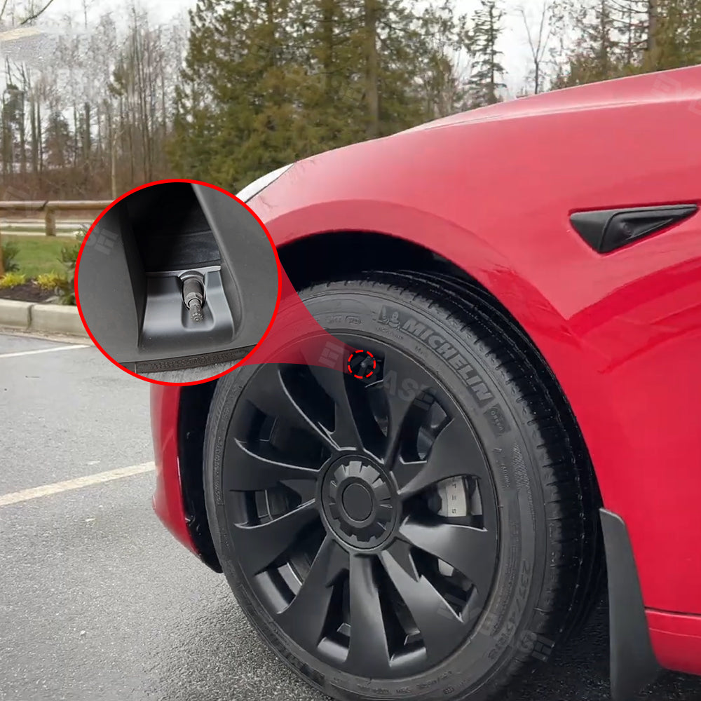 Tesla Model 3/Y Überturbine Style Wheel Covers - 18/19 Inch Alloy Wheel Protectors (Matte Black, 4-Piece Set) 2017+ | Perfect for Road Trips & Daily Commuting