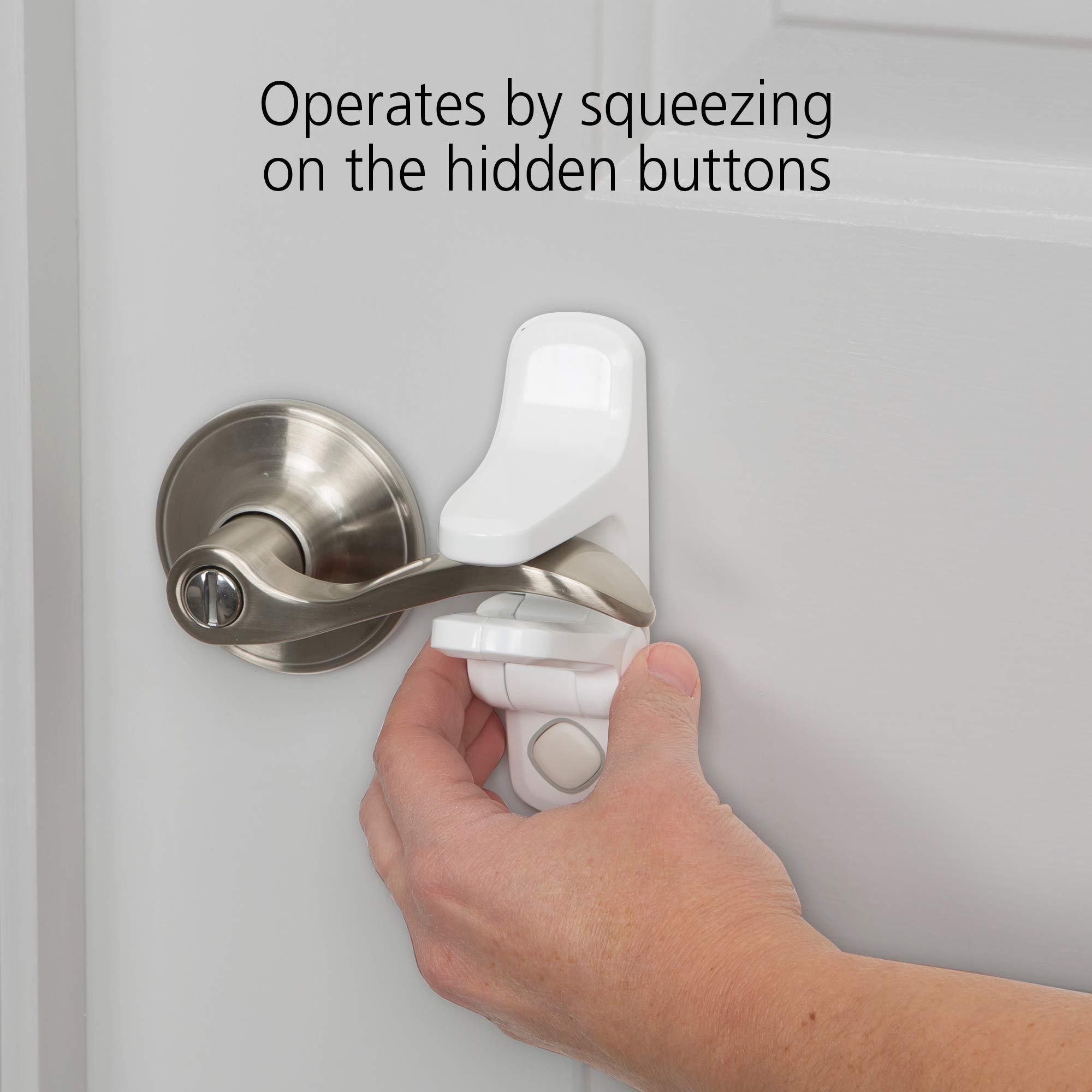Safety 1st Outsmart Lever Handle Lock 2-Pack - Childproof Cabinet & Door Locks for Baby Safety - White (One Size) - Perfect for Kitchens, Bathrooms & Nursery Childproofing
