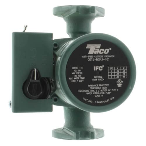 Taco 0015 3-Speed Cast Iron Circulator Pump with Integral Flow Check, 1/20 HP - Perfect for Hydronic Heating Systems & Hot Water Circulation