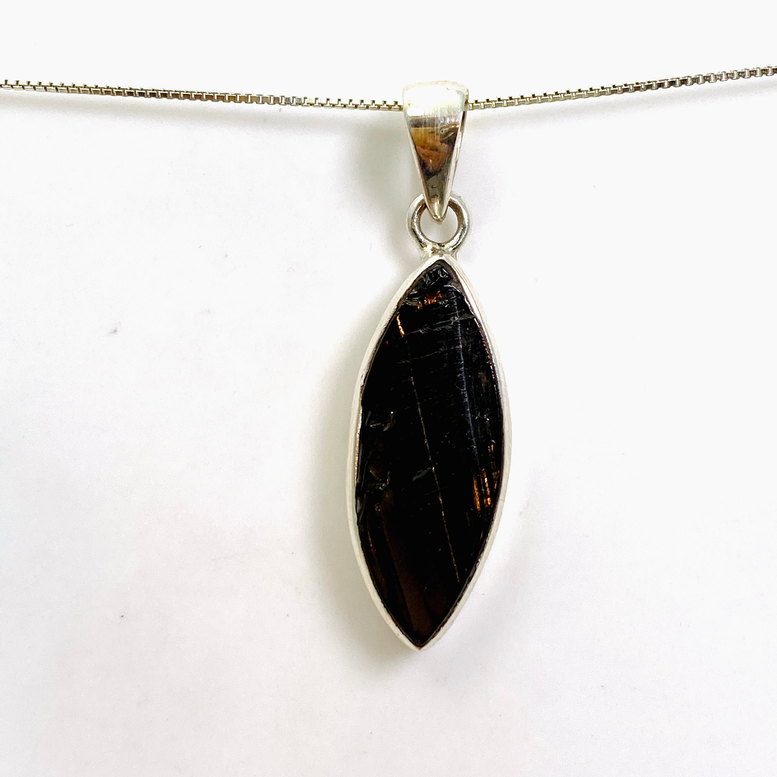 Natural Shungite Marquise Raw Stone Pendant Necklace - Genuine Russian Shungite Jewelry for EMF Protection & Healing | Perfect for Meditation, Energy Cleansing & Spiritual Wellness