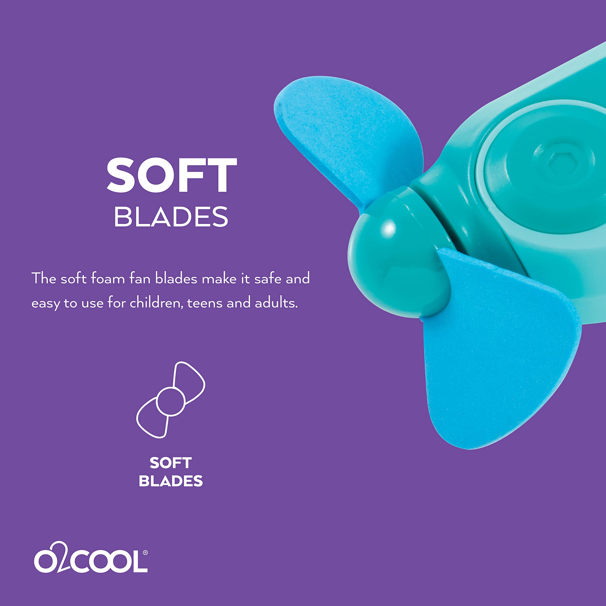 O2COOL 2-Pack Keychain Sport Misting Fan - Portable Battery Powered Handheld Fan with Carabiner Clip & Mister - Compact Cooling Fan for Outdoor Activities, Sports, Travel & Summer Use (Teal)