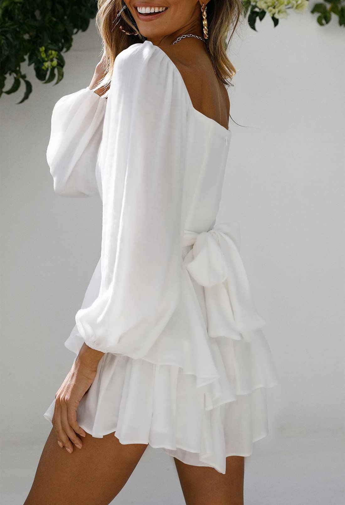 Fixmatti Women's Boho Romper - Off Shoulder Ruffle Chiffon Shorts Jumpsuit for Summer Beach Vacation, Music Festival & Casual Outfits