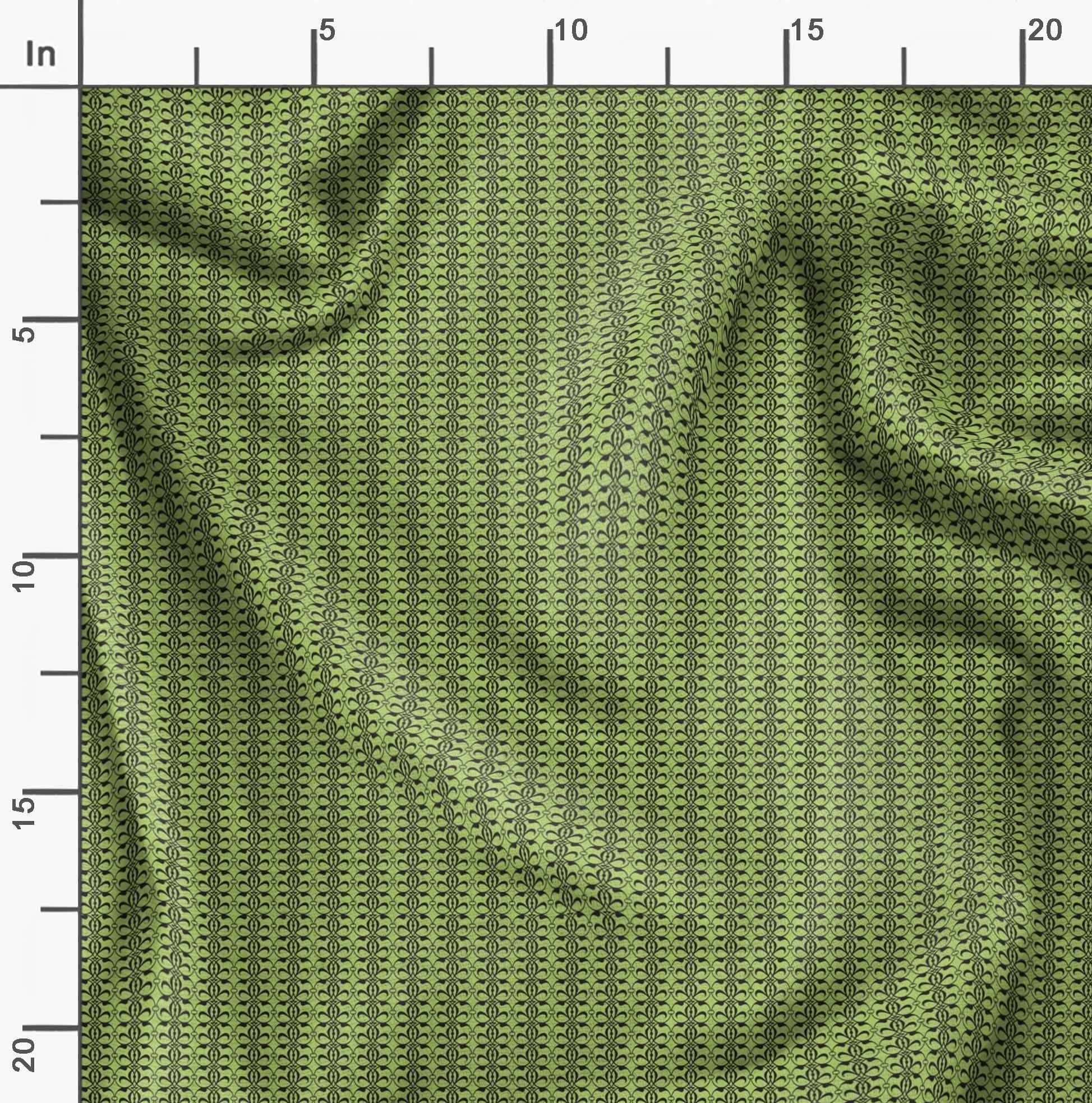 Soimoi Moss Green Georgette Fabric by The Yard - 42 Inch Wide Filigree Damask Print - Elegant Printed Material for Dresses, Curtains & DIY Projects