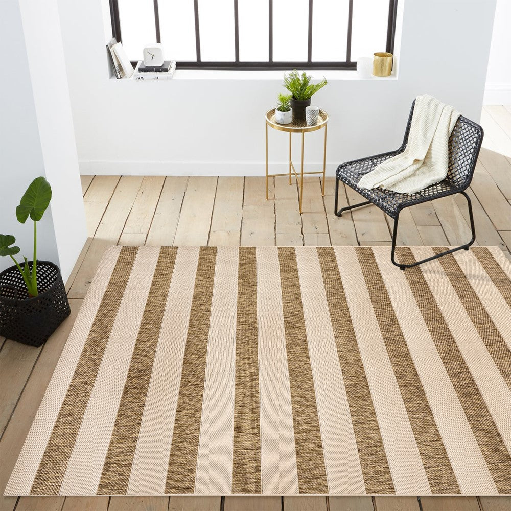 Aveiro Wide Stripe Indoor Outdoor Area Rug - Soft Non-Slip Living Room Rug for Bedroom, Patio, Deck & Home Decor