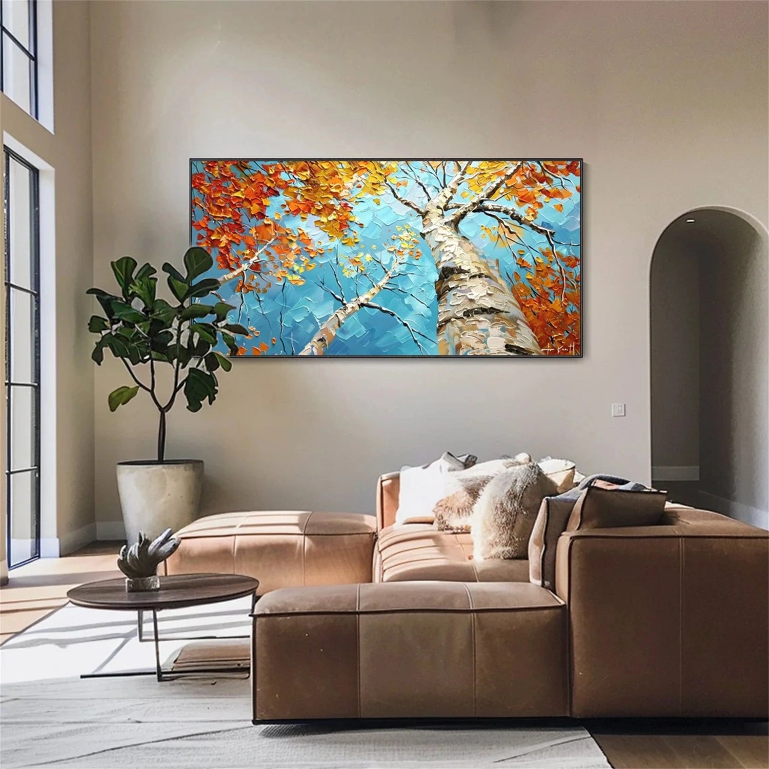 Beautiful Flower and Tree Painting #FT151 - Handmade Canvas Art for Home Decor, Living Room, Bedroom & Office Wall