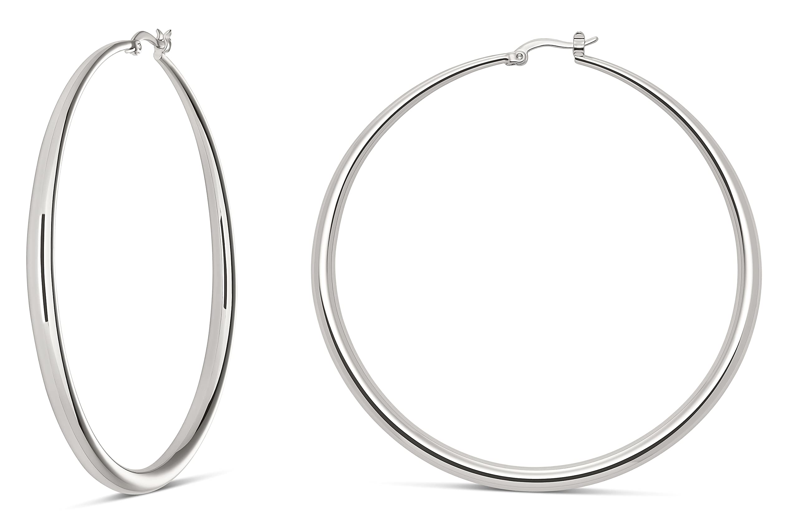 14K Gold Hoop Earrings for Women - Sterling Silver & Rose Gold Graduated Curve Huggie Hoops | Elegant Everyday Wear, Date Night & Special Occasion Jewelry